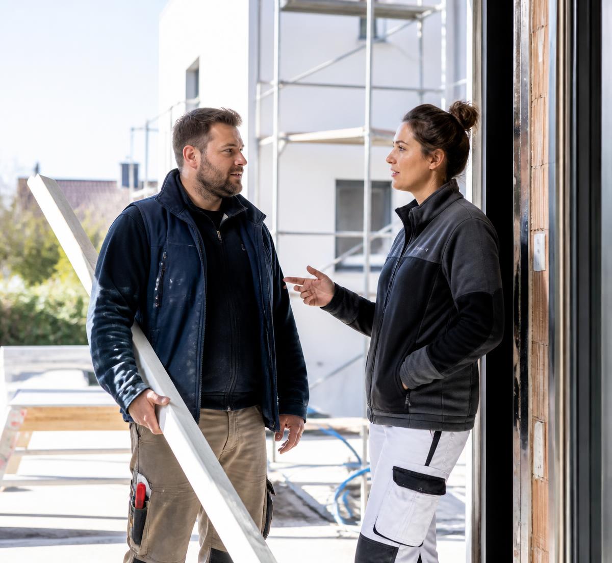 Professionnels de terrain échangeant sur une demande client